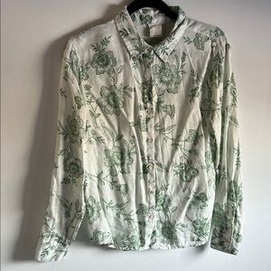 Joie Green Floral Linen Shirt